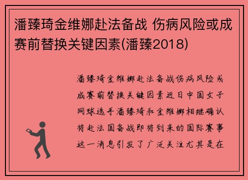 潘臻琦金维娜赴法备战 伤病风险或成赛前替换关键因素(潘臻2018)